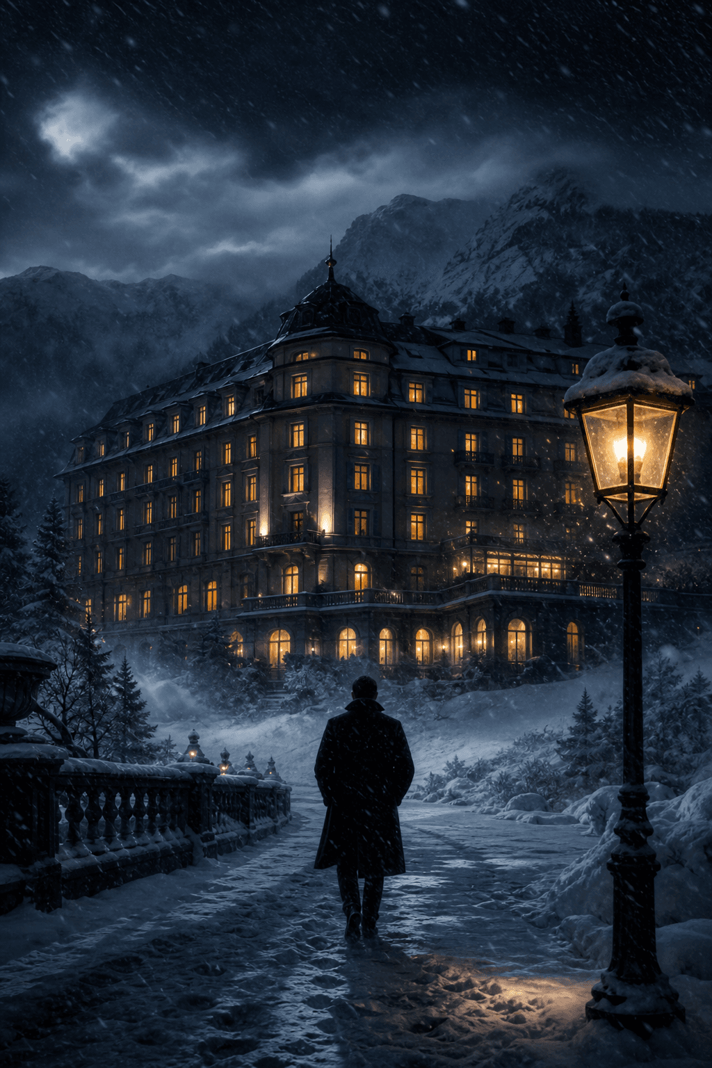 Schnee über dem Hotel Belvalère